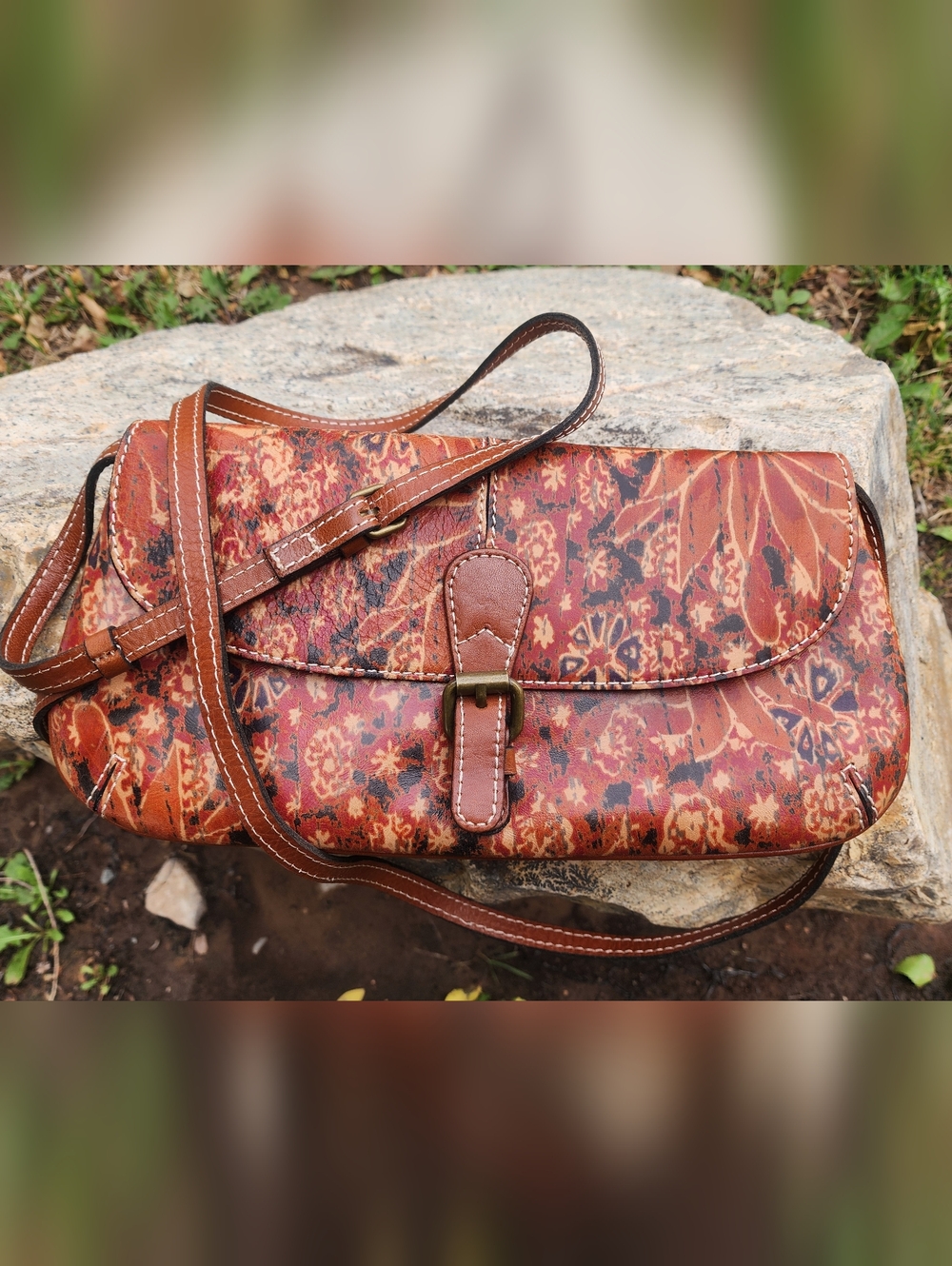 PATRICIA NASH Brown Printed Crossbody Shoulder Bag
